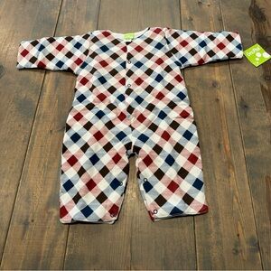NWT SnoPea Girl’s Long Sleeve Snap Button Red Geometric Print Thick Romper Sz:9M